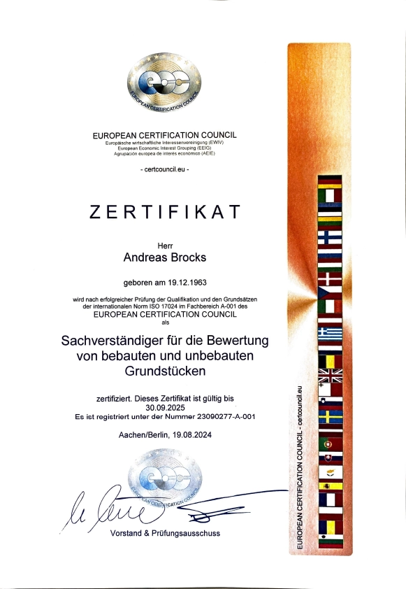 Zertifikat Sachverständiger